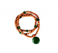 White Sandalwood and Green Onyx Mala and Bracelet - set