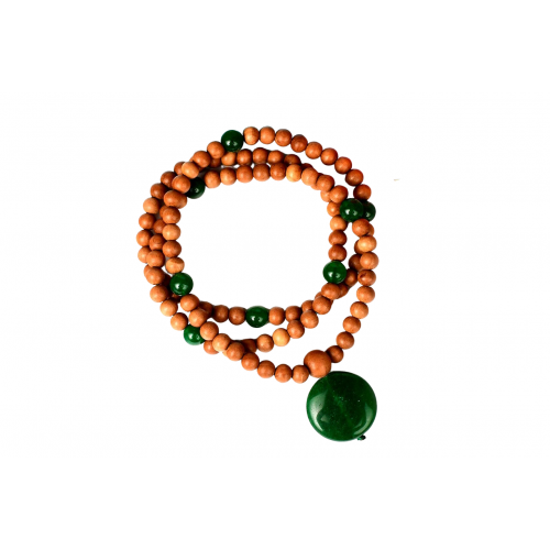 White Sandalwood and Green Onyx Mala and Bracelet - set