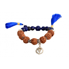 4 Mukhi Rudraksha and Lapis Lazuli Bracelet - i