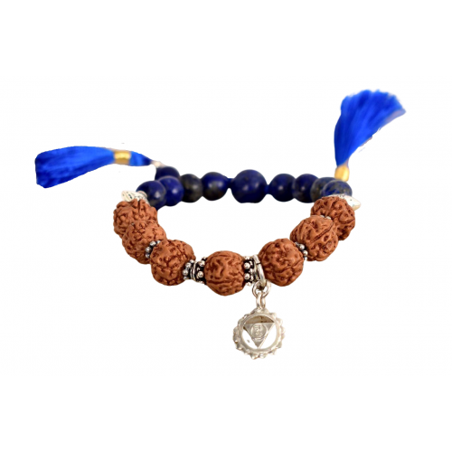 4 Mukhi Rudraksha and Lapis Lazuli Bracelet - i