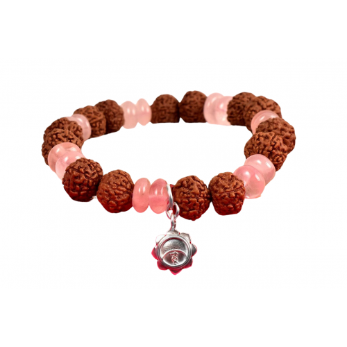 7 Mukhi Rudraksha and Rose Quartz Bracelet - v