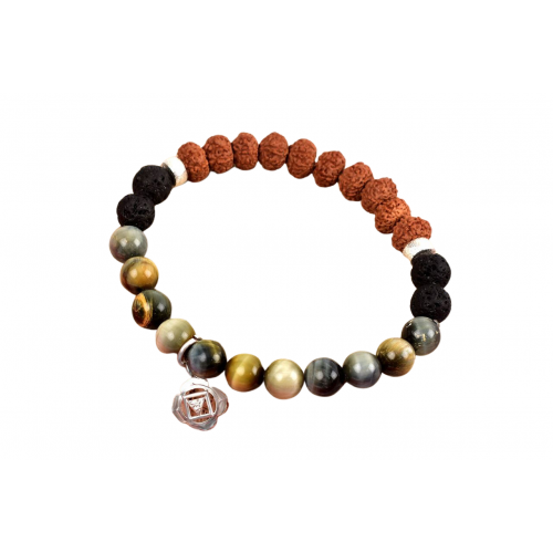 8 Mukhi Rudraksha and Black Cats Eye Bracelet