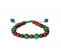Red Sandalwood and Green Onyx Bracelet