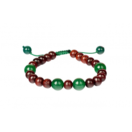 Red Sandalwood and Green Onyx Bracelet