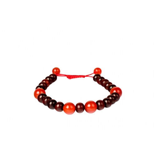 Red Sandalwood and Red Carnelian Bracelet