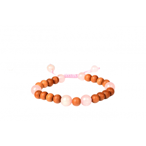 White Sandalwood and Rose Quartz Bracelet