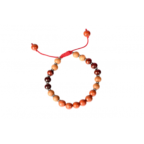 Red Jade and Sandalwood Bracelet