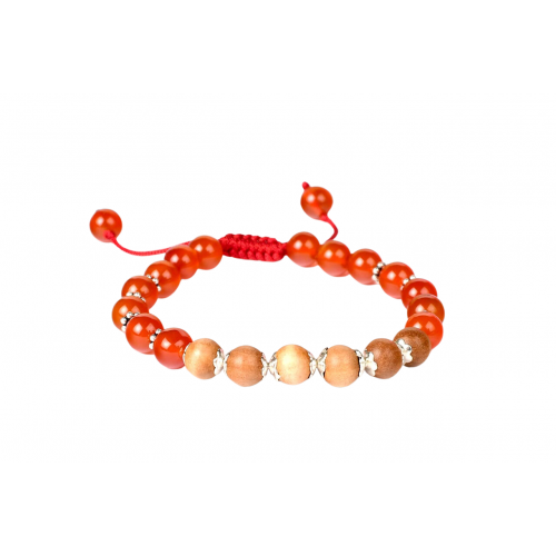 Red Carnelian and White Sandalwood Bracelet