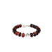 Red Tiger Eye Button Shape Silver Bracelet