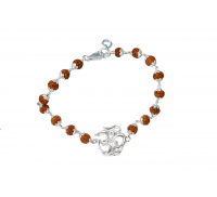 Om Bracelet in Pure Silver With Rudraksha Beads - i