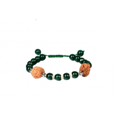 15 Mukhi Rudraksha and Green Onyx Bracelet