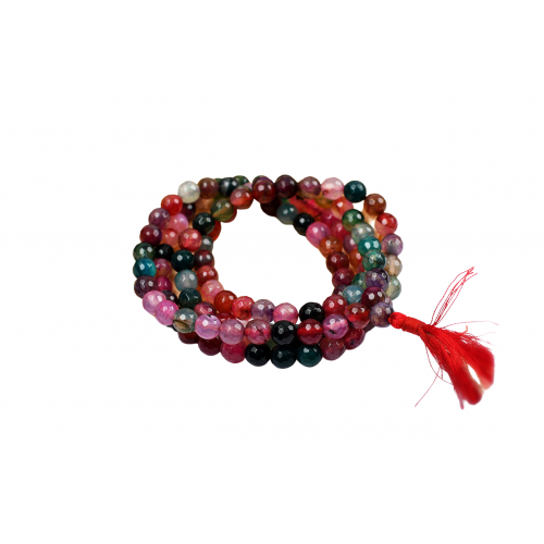 Multi Agate Faceted Mala - 8mm