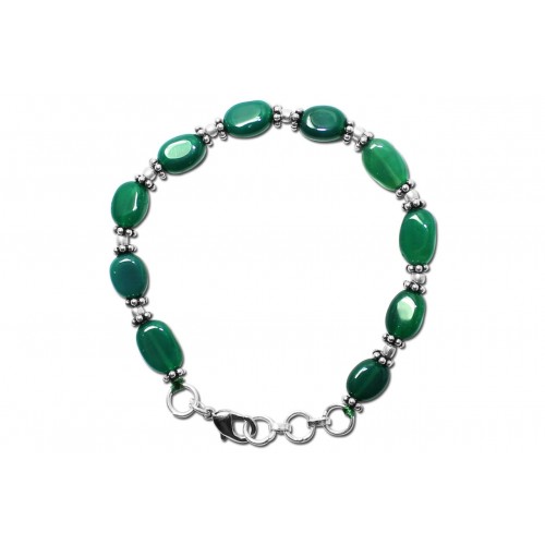 Green Onyx Oval Bracelet - 8mm - Design - i