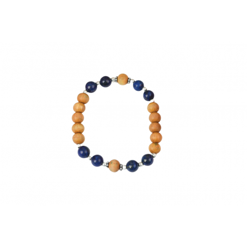 Lapis Lazuli and White Sandal Beads Bracelet