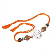 6 Mukhi Rakhi Tiger Eye beads with pure silver accessories in thread