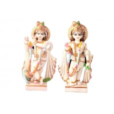 Radha Krishna In White Marble Idol