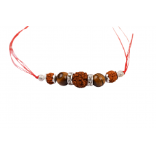 4 Mukhi Rakhi Tiger eye Beads with German silver accessories