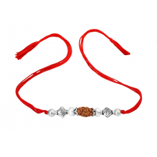 2 Mukhi Rakhi with pure silver accessories in thread