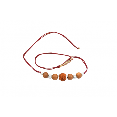 4 Mukhi Rakhi Sandalwood Beads with German silver accessories