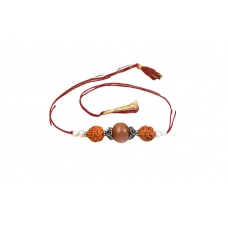 4 Mukhi Rakhi Sandalwood Beads with German Silver Accessories - i