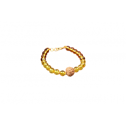 12 Mukhi Rakhi Citrine Beads with Panchdhatu Chakri