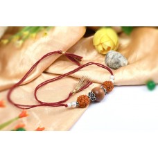 5 Mukhi Rakhi Sandalwood Beads with German silver accessories - I