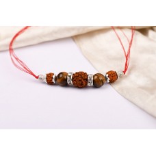 5 Mukhi Rakhi Tiger eye Beads with German silver accessories