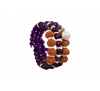5 Mukhi Rudraksha and Amethyst Bracelet - ii