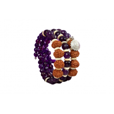 5 Mukhi Rudraksha and Amethyst Bracelet - ii