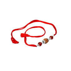 6 Mukhi Rakhi Carnelian beads with pure silver accessories in thread