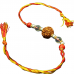 6 Mukhi Rakhi Sphatik and Coral Beads with Silver and Panchdhatu accessories