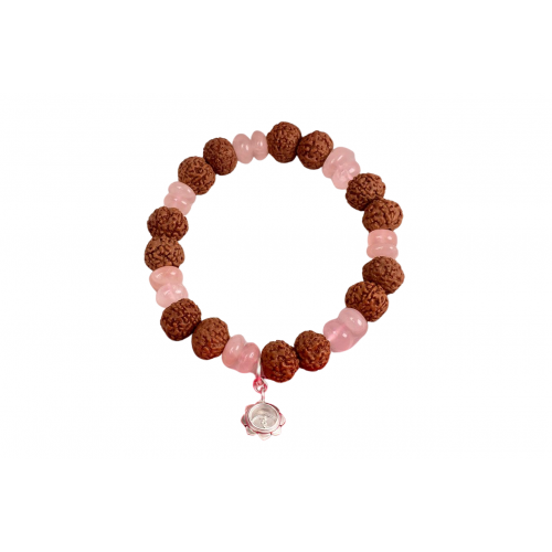 7 Mukhi Rudraksha and Rose Quartz Bracelet - v