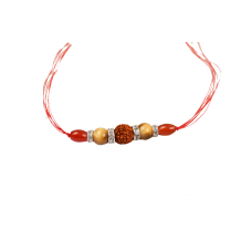 4 Mukhi Rakhi Carnelian and Cats eye Beads with German silver accessories
