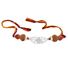 8 Mukhi Rakhi Carnelian beads with pure silver accessories in thread
