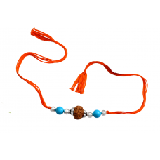 8 mukhi Rakhi Turquoise beads with pure silver accessories in thread