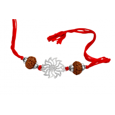 8 Mukhi Rakhi with pure silver accessories in thread