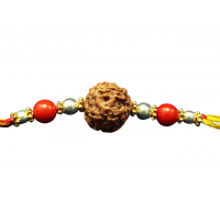 6 Mukhi Rakhi Coral Beads with Silver and Panchdhatu Accessories