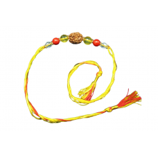 4 Mukhi Rakhi Citrine Coral and Sphatik Beads with Panchdhatu Chakri