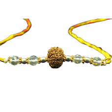 10 Mukhi Rakhi Sphatik Beads with Silver and Panchdhatu accessories