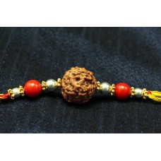 4 Mukhi Rakhi with pure silver accessories in thread - III