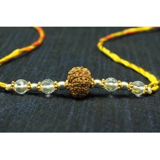 10 Mukhi Rakhi Sphatik Beads with Silver and Panchdhatu accessories
