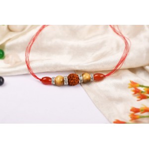 5 Mukhi Rakhi Carnelian and Cats eye Beads with German silver accessories