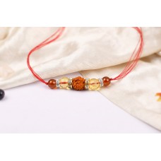 5 Mukhi Rakhi Citrine and Gomed Beads with German silver accessories