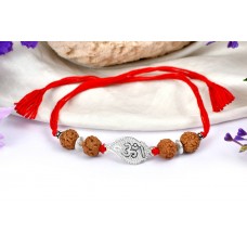 6 Mukhi Rakhi with pure silver accessories in thread - I