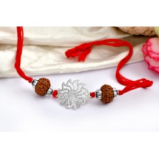 8 Mukhi Rakhi with pure silver accessories in thread