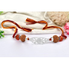 8 Mukhi Rakhi Carnelian beads with pure silver accessories in thread