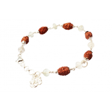 2 Mukhi Rudraksha with Moonstone Bracelet in Silver Capping