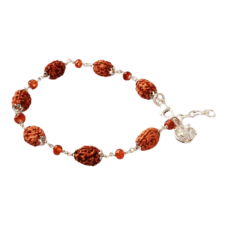 3 Mukhi Rudraksha with Gomed Bracelet in Silver Capping