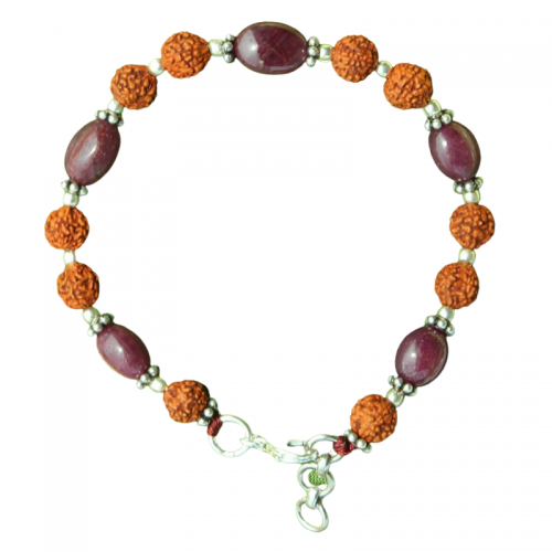 Ruby with Rudraksha Beads Bracelet