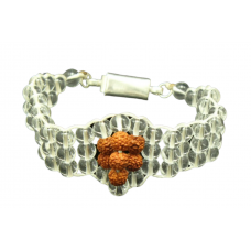 Rudraksha and Crystal Beads Bracelet in Copper Gold Polish wire